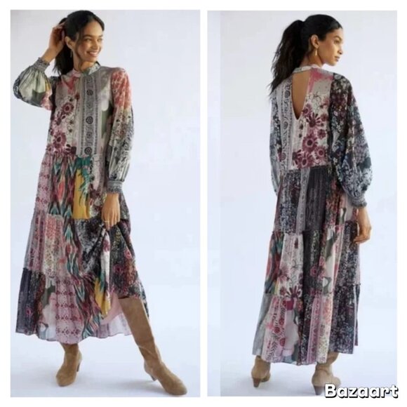 New Anthropologie Geisha Designs Printed Patchwork Maxi Dress - Picture 2 of 5